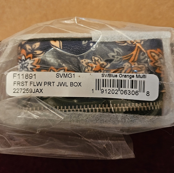 Coach Forest Flower Print Travel Jewelry Case Coated Canvas Zip Around Blue NWT - Picture 5 of 13